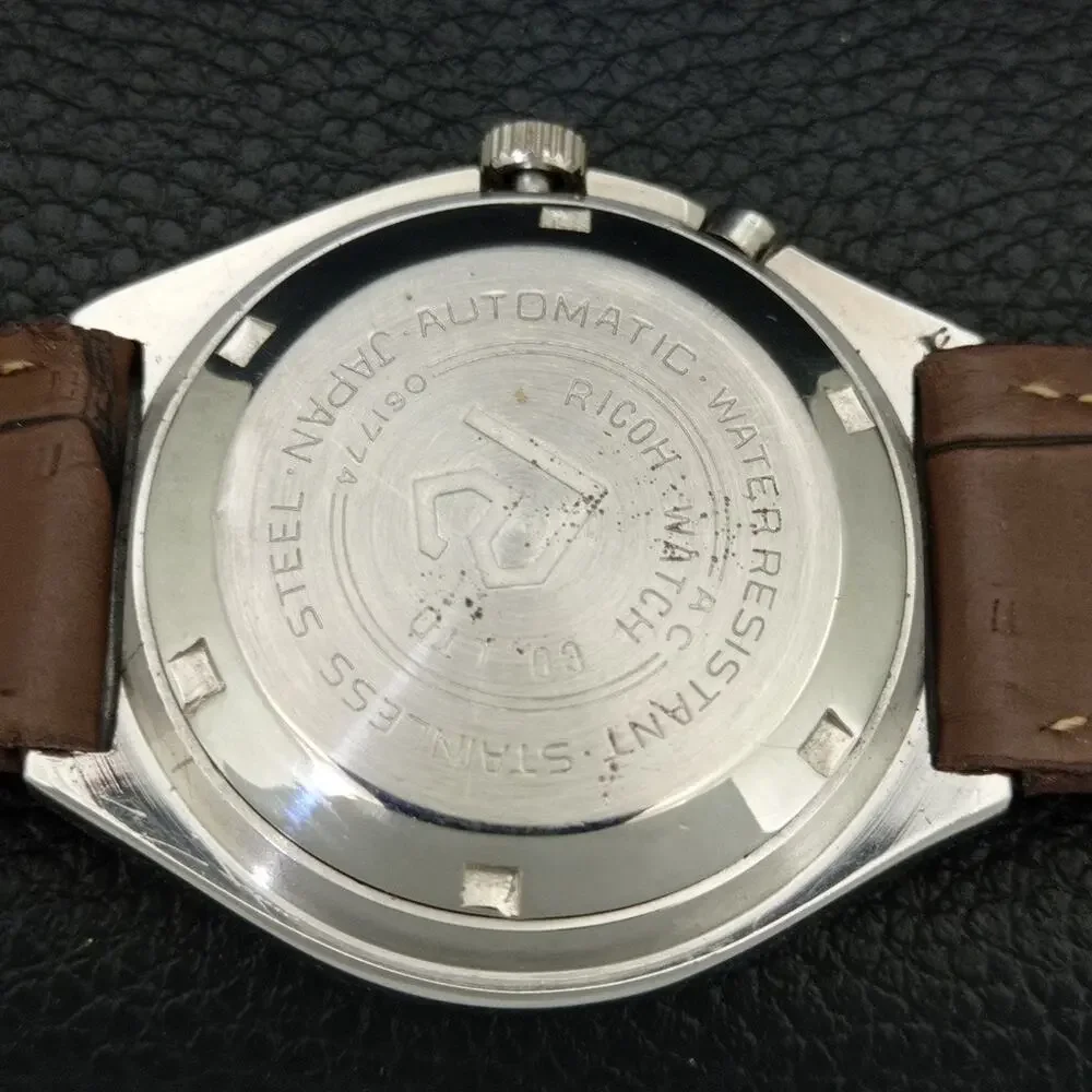 Vintage 1970 Ricoh Automatic Mens Silver Watch W/daydate & Gold accents